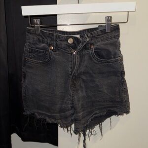 h&m Black Distressed Denim Shorts